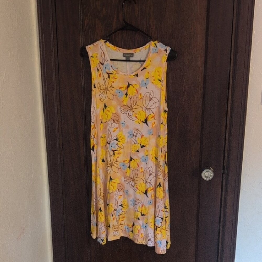 Style & Co Orange Floral Tank Swing Dress Size Large Petite